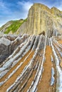 Steeply-tilted Layers of Flysch, Basque Coast UNESCO Global Geopark, Spain