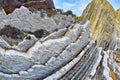 Steeply-tilted Layers of Flysch, Flysch Cliffs, Basque Coast UNESCO Global Geopark, GuipÃÂºzcoa, Spain