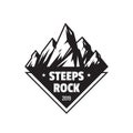 Steeps rock outdoor adventure - vector logo template concept illustration. Abstract mountains silhouette creative badge sign. Royalty Free Stock Photo