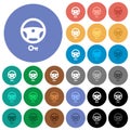 Steering lock round flat multi colored icons