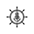 steering ship anchor vector icon of maritime illustration template design