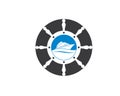 steering ship vector logo icon of nautical maritime