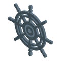 Steering ship wheel icon, isometric style