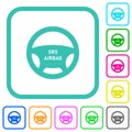 Steering wheel airbag vivid colored flat icons Royalty Free Stock Photo