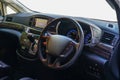 Steering wheel and Dashboard the inside of the car , Decoratd wi