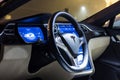 Steering wheel and dashboard of Tesla Model S