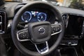 steering wheel, Driver\'s column, cockpit of volvo xc40 Recharge car, digital panel instruments, EV technology in automotive Royalty Free Stock Photo