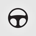 Steering wheel icon for automotive industry and car race, gaming concept