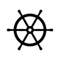 The steering wheel icon. The black silhouette of the ship`s steering wheel in retro style. Royalty Free Stock Photo