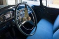 Steering wheel and interior of a classic buick car