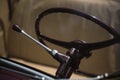 Steering wheel and lever on a vintage car Royalty Free Stock Photo