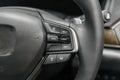 Steering wheel. Multi function buttons on steering wheel in car