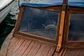 Steering wheel on an old boat