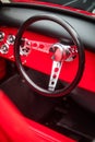 Steering wheel of an old classic car Royalty Free Stock Photo