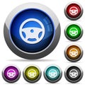 Steering wheel round glossy buttons