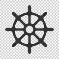 Steering wheel rudder icon. Vector illustration on isolated tran