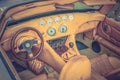 Steering wheel, shift lever and dashboard - retro and vintage st Royalty Free Stock Photo