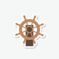 Steering wheel of a ship, boat and yacht sticker  isolated on gray background Royalty Free Stock Photo