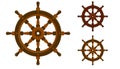 Steering wheel ship icon, fishing boat. Yacht management at sea. Flat color vector with stroke in different styles Royalty Free Stock Photo