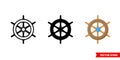 Steering wheel ship icon of 3 types. Isolated vector sign symbol. Royalty Free Stock Photo