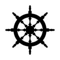 Steering wheel silhouette isolated. Steering wheel ship white ba