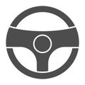 Steering wheel solid icon. Driver steering wheel with signal vector illustration isolated on white. Car part glyph style