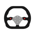 Steering wheel sport car icon isolated on white background. Car wheel control silhouette, Black auto part driving in