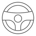 Steering wheel thin line icon. Driver steering wheel with signal vector illustration isolated on white. Car part outline