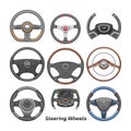 Steering wheel vector car wheeling control device in vehicle automobile illustration transportation design set of