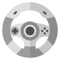 Steering wheel for video game. Playing gadget icon