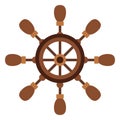 Steering wheel on a white background. Ship wheel marine wooden vintage vector illustration on white background Royalty Free Stock Photo