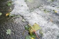 Steet covered with hailstones after hailstorm Royalty Free Stock Photo