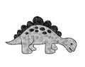 Stegosaurus or Ankylosaurus hand drawn black and white high contrast dinosaur silhouette clipart