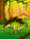 Stegosaurus on the background of forest. Royalty Free Stock Photo