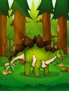 Stegosaurus on the background of forest. Royalty Free Stock Photo