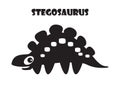 Stegosaurus . Cute dinosaurs cartoon characters . Silhouette black isolated color . Royalty Free Stock Photo