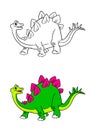 Stegosaurus dinosaur cartoon coloring pages Royalty Free Stock Photo