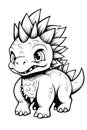 Stegosaurus. Dinosaur, cartoon style. Coloring page. Royalty Free Stock Photo