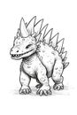 Stegosaurus. Dinosaur, cartoon style. Coloring page. Royalty Free Stock Photo