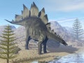 Stegosaurus dinosaur - 3D render Royalty Free Stock Photo