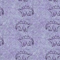 Stegosaurus dinosaur extinct seamless linen style pattern. Organic natural tone on tone fossil design for throw pillow