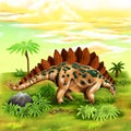 Stegosaurus Prehistoric Animal Digital Illustration