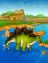 Stegosaurus on the river background Royalty Free Stock Photo