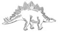 Stegosaurus sketch. Ancient giant herbivore. Dinosaur drawing Royalty Free Stock Photo