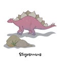 Stegosaurus and stone with plant isolated vector