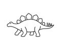 Stegosaurus vector contour silhouette. Dinosaur stegosaurus black contour isolated