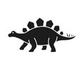 Stegosaurus vector silhouette. Dinosaur stegosaurus black silhouette isolated