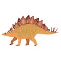 Stegosaurus yellow, prehistoric dinosaurs collection. Ancient animals. Hand drawn. In a frame of flowers and leaves