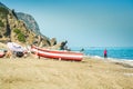 Stehat, Morocco - October 19, 2013. Coast of north Morroco by Mediterranean Sea Royalty Free Stock Photo