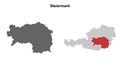 Steiermark outline map Royalty Free Stock Photo